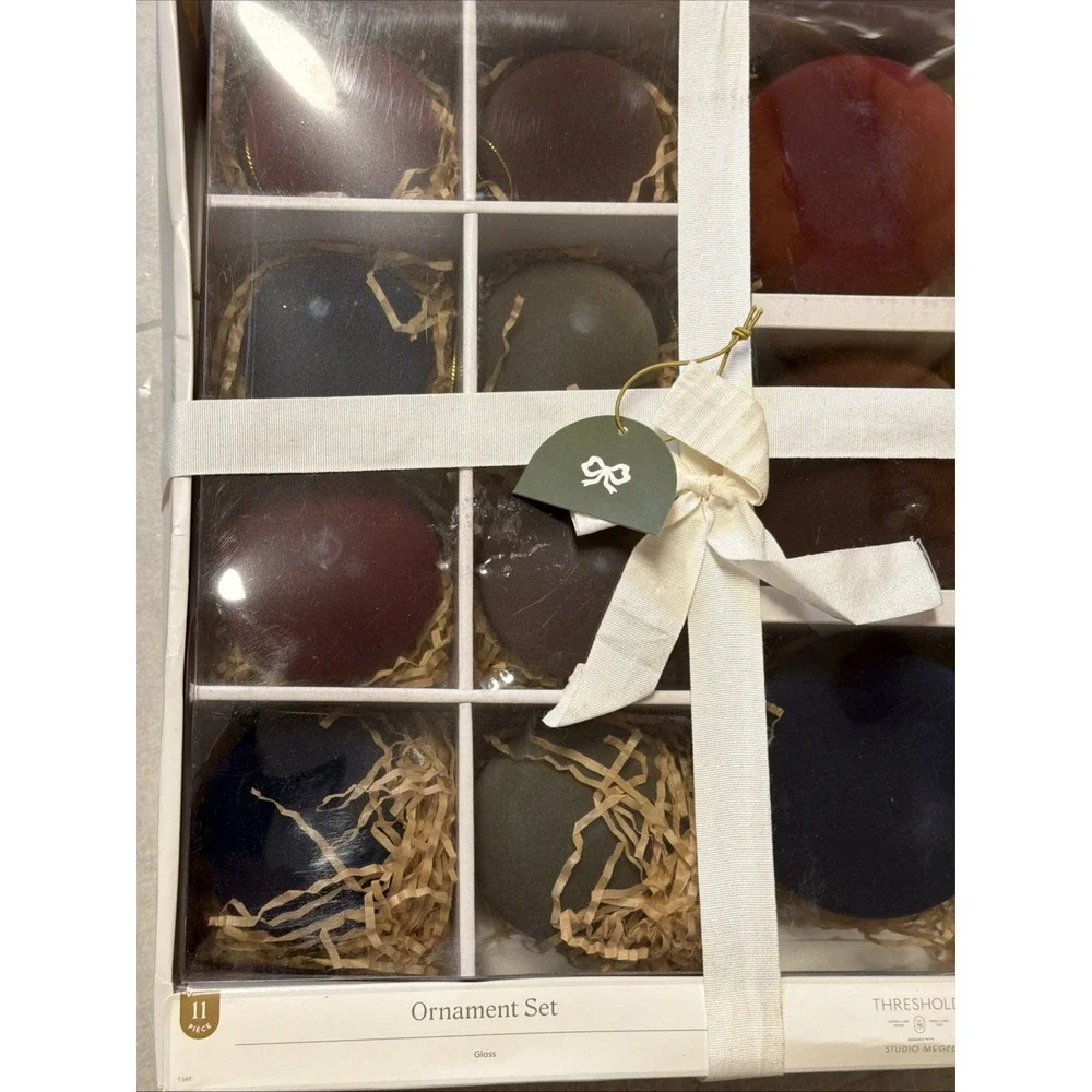 Set of 11 Velvet Christmas Ornaments Red/Green/Brown/Blue - Threshold Studio Mcg